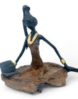Bronze assis au sol 25 cm marron n°12 Bronzes d'Afrique