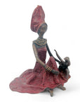 Bronze assis au sol 25 cm rouge n°10 Bronzes d'Afrique