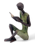 Bronze assis à poser 25 cm vert n°2 Bronzes d'Afrique
