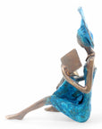 Bronze assis à poser 25 cm bleu n°10 Bronzes d'Afrique
