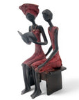 Bronze couple assis 20 cm rouge n°1 Bronzes d'Afrique