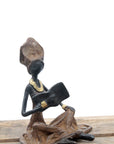Bronze assis au sol 25 cm marron n°1 Bronzes d'Afrique