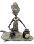 Bronze assis au sol 25 cm vert n°3