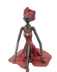 Bronze assis au sol 55 cm rouge n°2 Bronzes d'Afrique