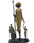 Famille Massaï 50 cm verte n°1 Bronzes d'Afrique
