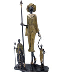 Famille Massaï 50 cm verte n°1 Bronzes d'Afrique