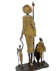 Famille Massaï 50 cm verte n°1 Bronzes d'Afrique