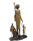 Famille Massaï 50 cm verte n°1 Bronzes d'Afrique