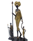 Famille Massaï 50 cm verte n°2 Bronzes d'Afrique