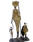 Famille Massaï 50 cm verte n°2 Bronzes d'Afrique