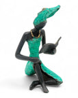 Bronze assis à poser 25 cm turquoise n°11