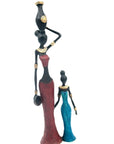 Bronze Mohamadi Dermé 30 cm bleu et rouge n°1 Bronzes d'Afrique