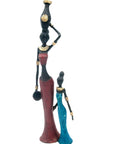 Bronze Mohamadi Dermé 30 cm bleu et rouge n°1 Bronzes d'Afrique