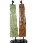 Couple plat 55 cm marron & vert Bronzes d'Afrique