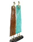 Couple plat 55 cm marron & turquoise Bronzes d'Afrique