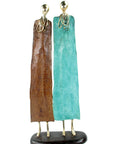 Couple plat 55 cm marron & turquoise Bronzes d'Afrique