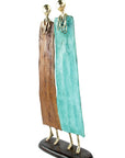 Couple plat 55 cm marron & turquoise Bronzes d'Afrique