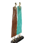 Couple plat 55 cm marron & turquoise Bronzes d'Afrique