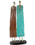Couple plat 55 cm marron & turquoise Bronzes d'Afrique