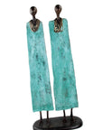 Couple plat 55 cm turquoise Bronzes d'Afrique