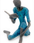 Bronze assis à poser 25 cm bleu n°1