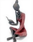 Bronze assis à poser 25 cm rouge n°1