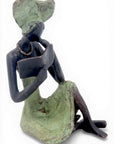 Bronze assis à poser 25 cm vert n°5