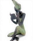 Bronze assis à poser 25 cm vert n°5