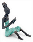 Bronze assis à poser 25 cm turquoise n°1