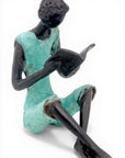 Bronze assis à poser 25 cm turquoise n°2
