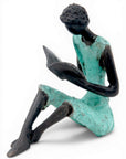 Bronze assis à poser 25 cm turquoise n°2