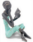 Bronze assis à poser 25 cm turquoise n°3