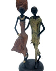 Bronze couple 25 cm marron et vert n°7 Bronzes d'Afrique