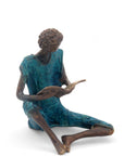 Bronze assis à poser 25 cm bleu n°9 Bronzes d'Afrique