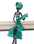Bronze assis 35 cm turquoise n°2 Bronzes d'Afrique