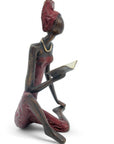 Bronze assis à poser 55 cm rouge n°1 Bronzes d'Afrique