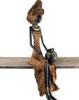 Bronze Issouf exceptionnel assis 55 cm marron n°1 Bronzes d'Afrique