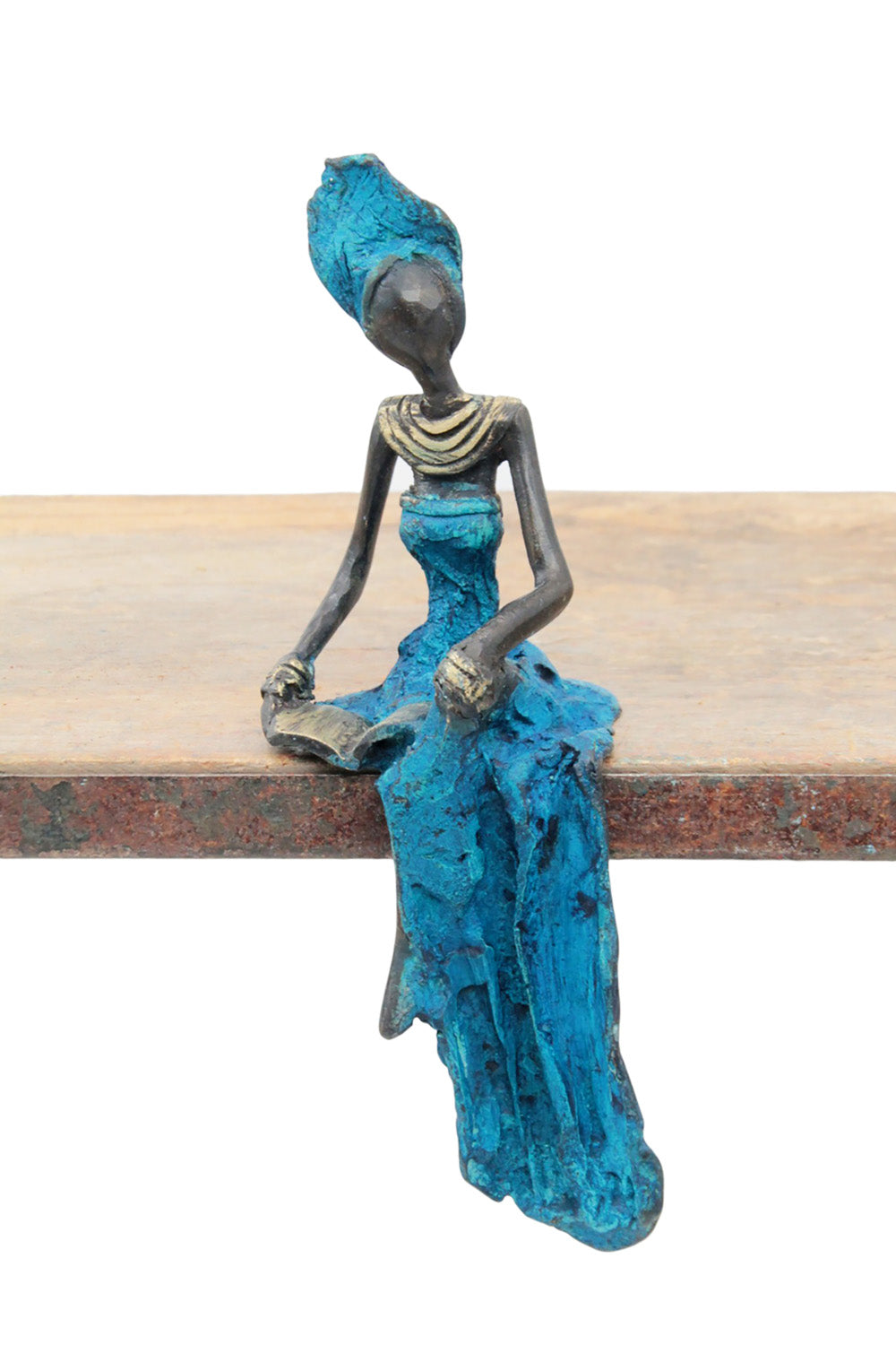Bronze assis 15 cm bleu n°1 