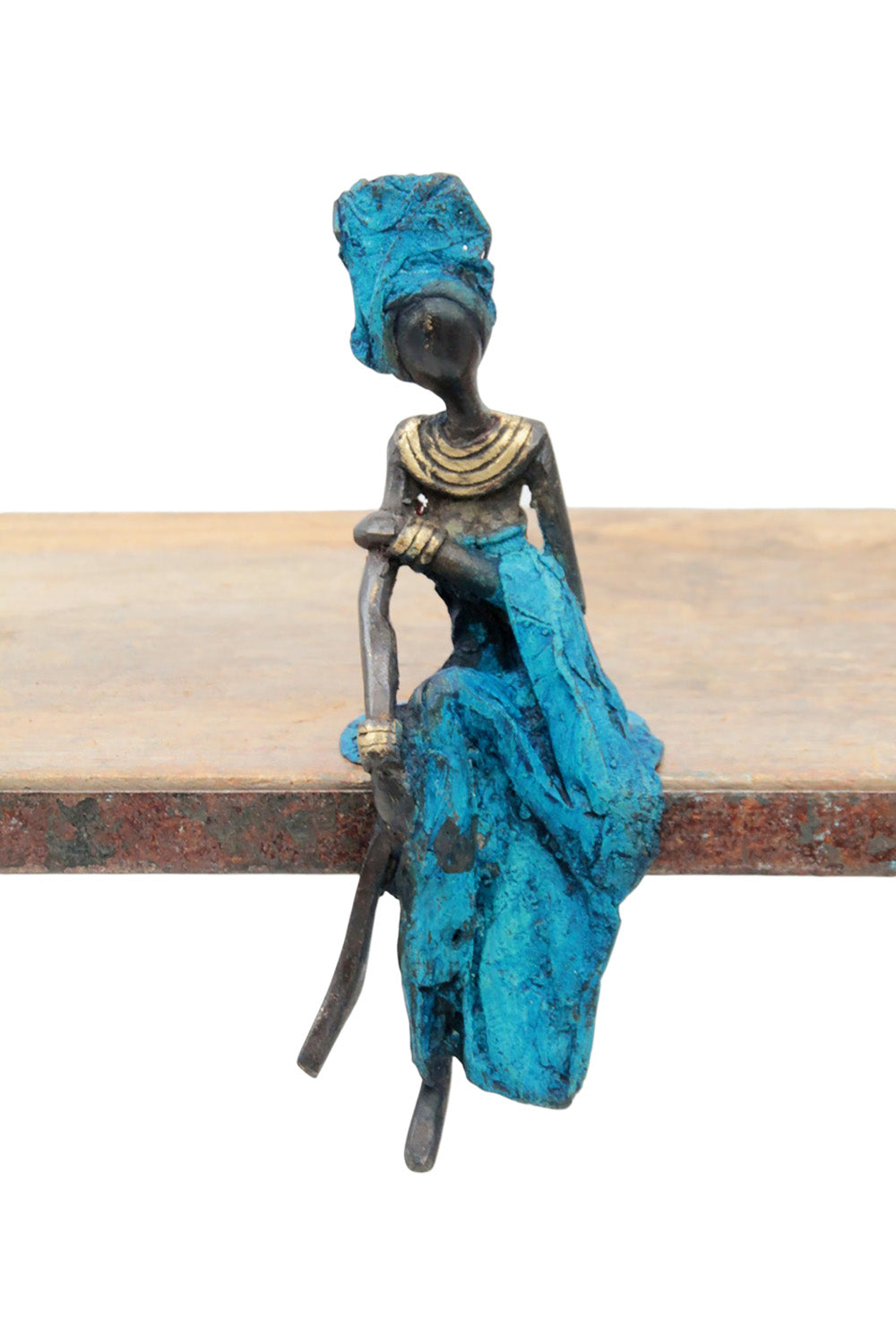 Bronze assis 15 cm bleu n°2 