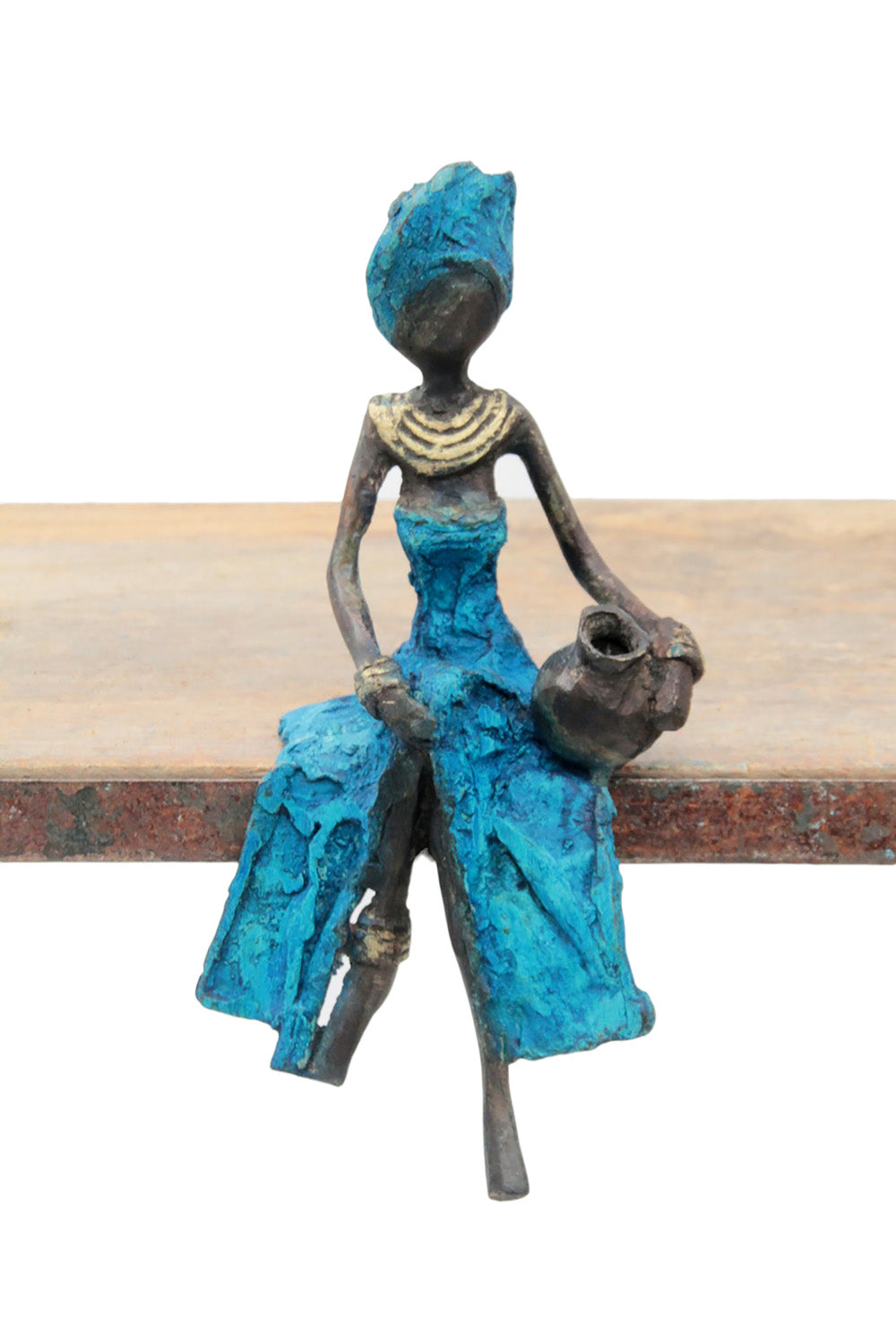 Bronze assis 15 cm bleu n°3 