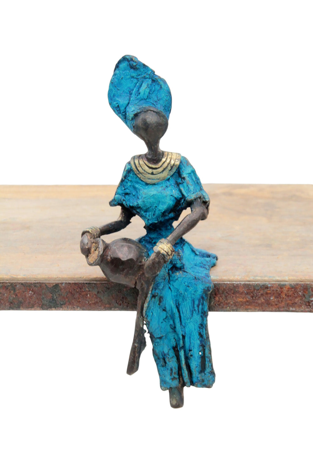 Bronze assis 15 cm bleu n°4 