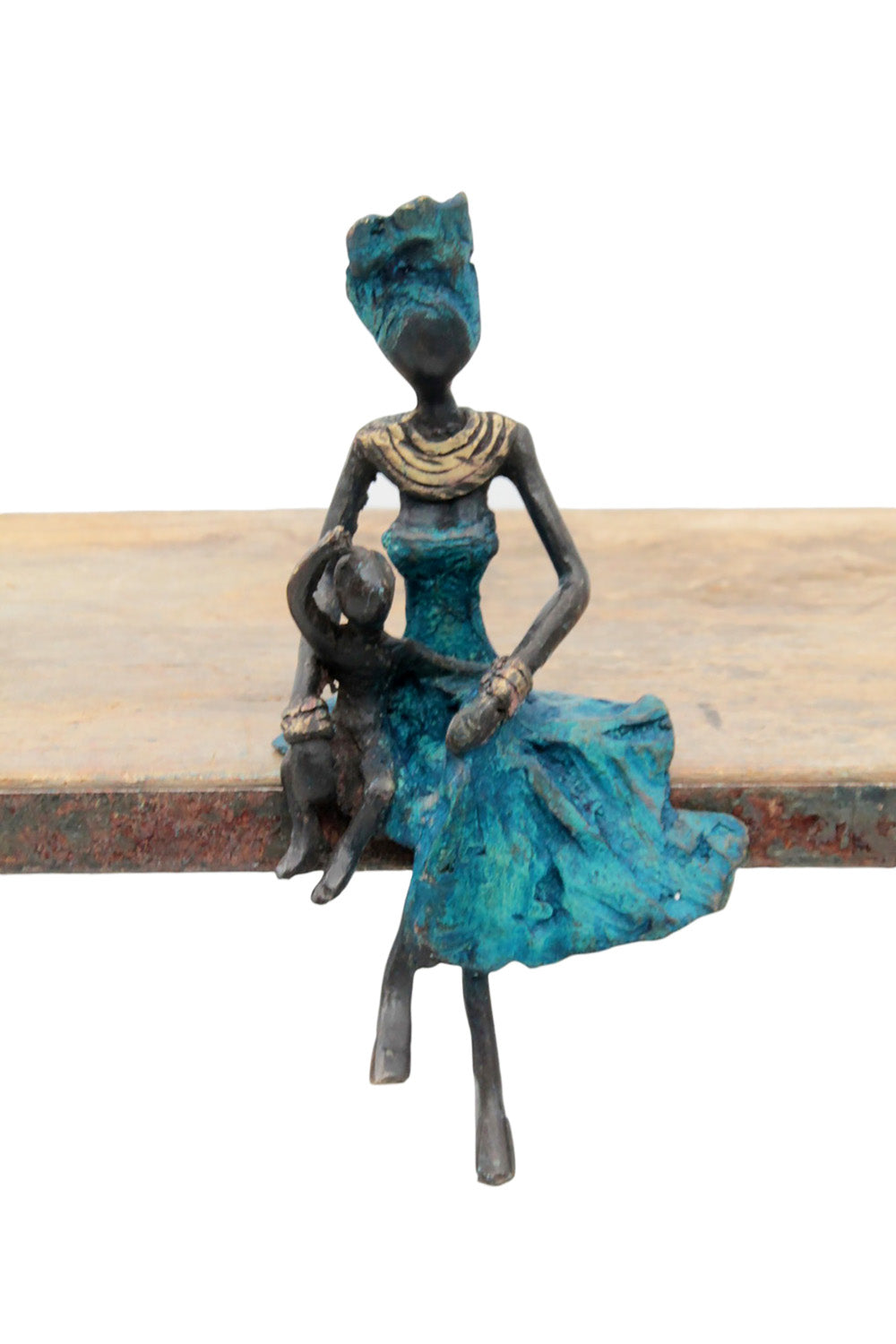 Bronze assis 15 cm bleu n°6 