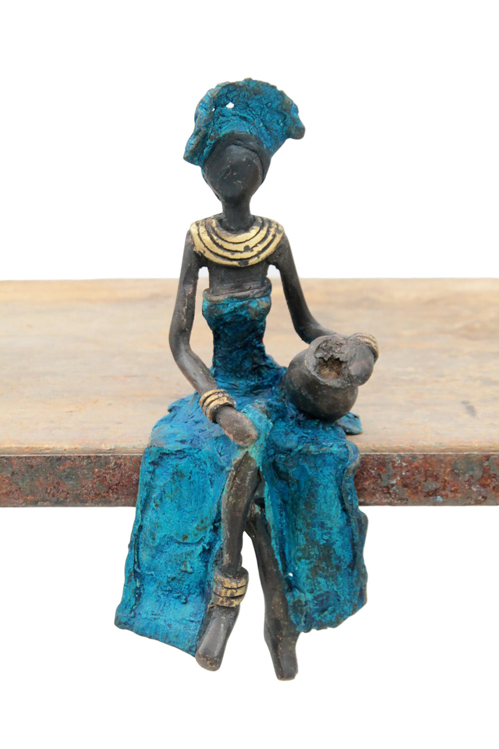 Bronze assis 15 cm bleu n°8 