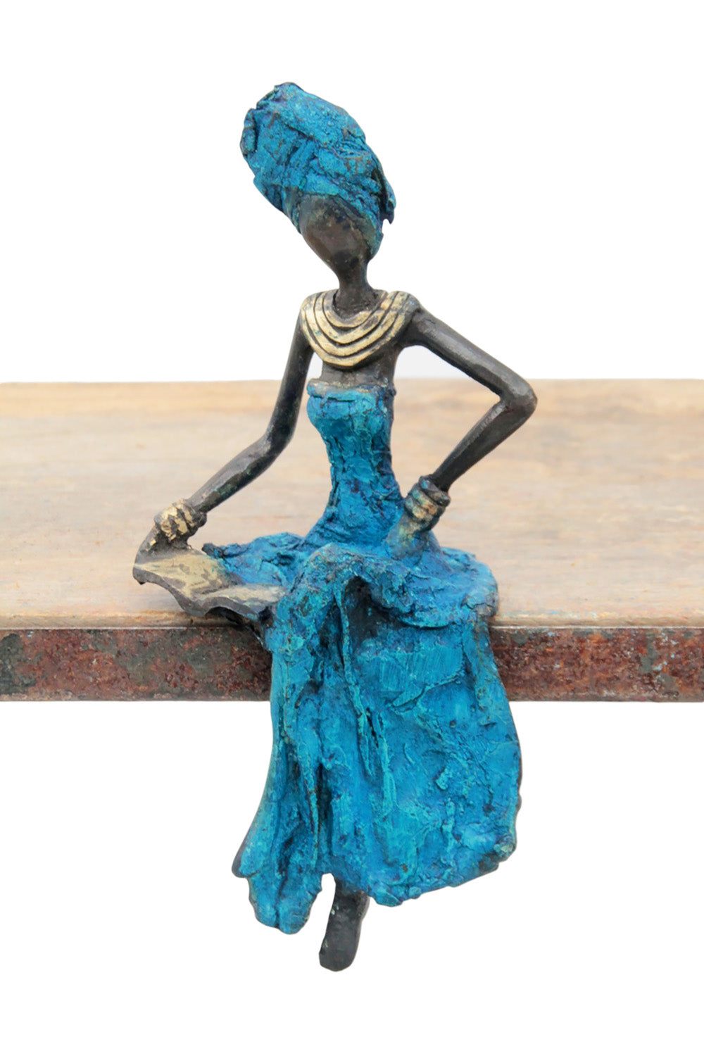 Bronze assis 15 cm bleu n°9 