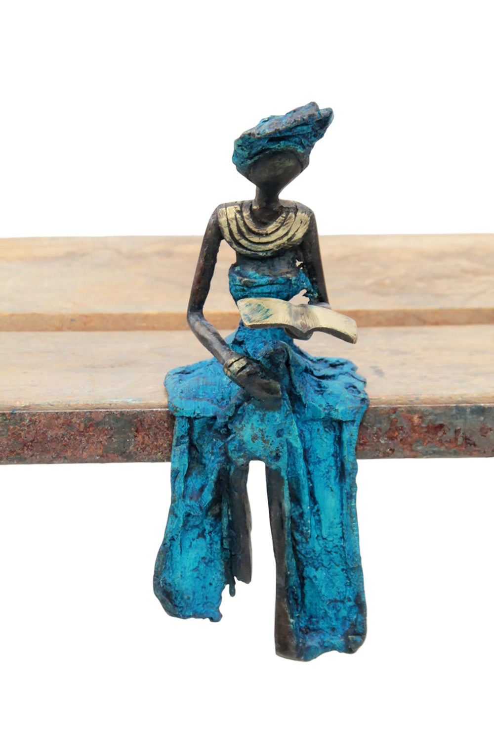 Bronze assis 15 cm bleu n°15 