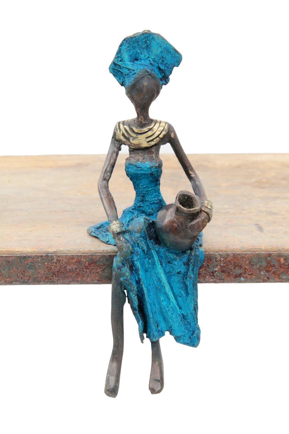 Bronze assis 15 cm bleu n°18 