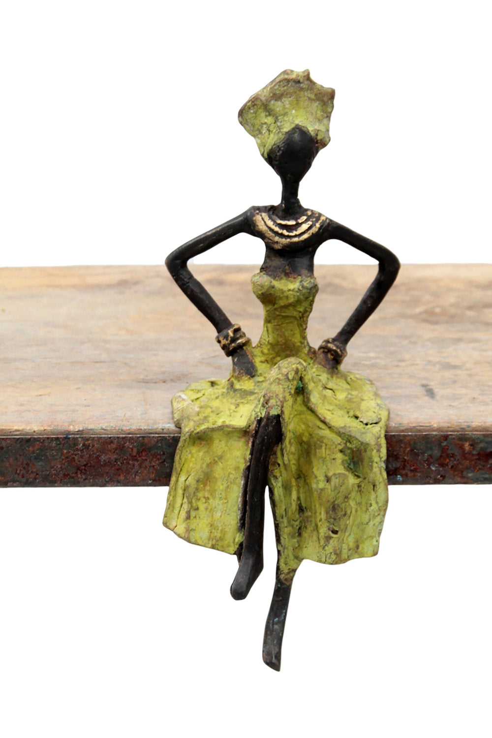 Bronze assis 15 cm vert n°1 