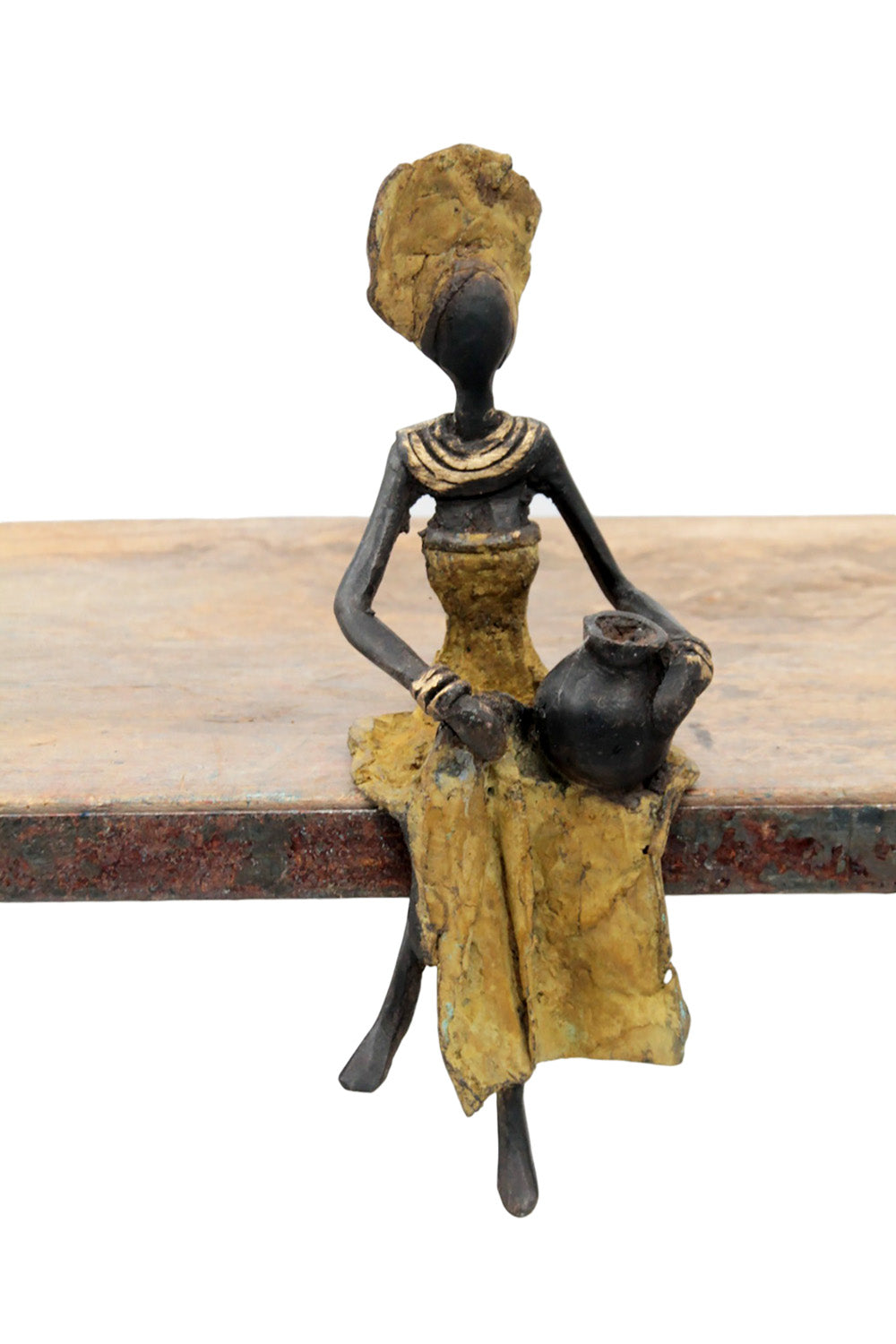 Bronze assis 15 cm vert n°2 
