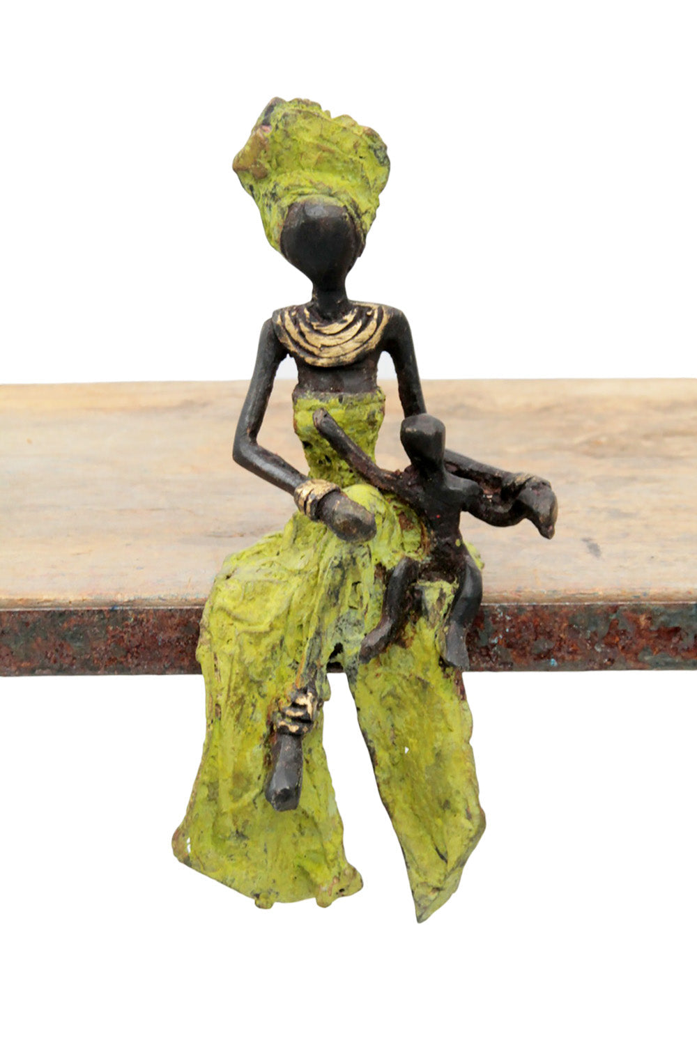 Bronze assis 15 cm vert n°3 
