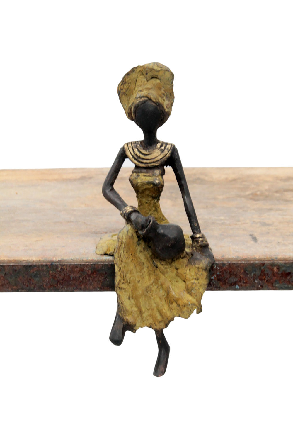 Bronze assis 15 cm vert n°6 
